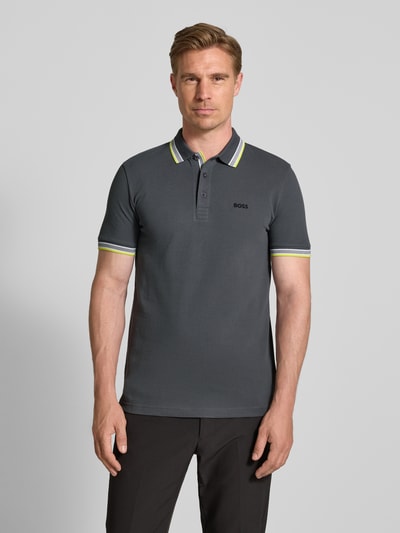 BOSS Green Regular Fit Poloshirt aus reiner Baumwolle Dunkelgrau 4
