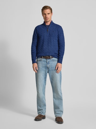 Polo Ralph Lauren Gebreide pullover van een mix van katoen en kasjmier met opstaande kraag Donkerblauw - 1