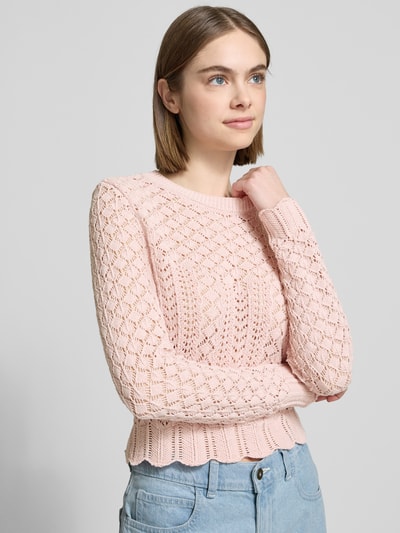 Only Regular Fit Strickpullover aus Struktur Strick Modell 'SAGA' Rosa 3