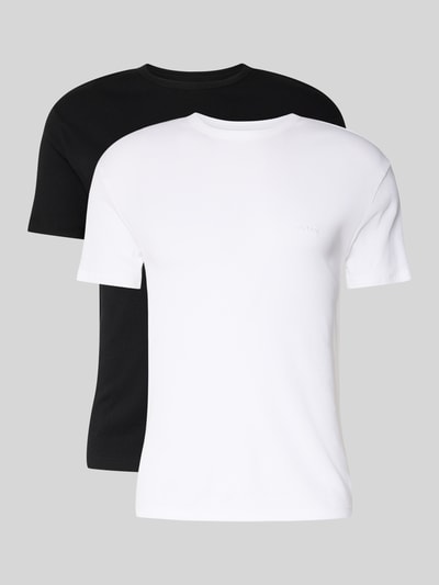 Produktfoto, Regular Fit T-Shirt Set aus reiner Baumwolle in 2er-Pack von BOSS, Optik: Unifarben, Label-Schriftzug, Feinripp-Struktur