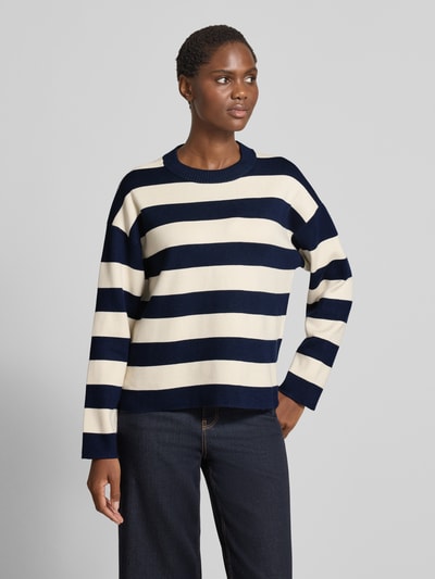 Vero Moda Boxy Fit Strickpullover aus Viskose-Mix Modell 'SILJE' Marine 4