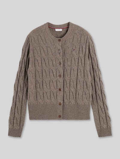 Tommy Hilfiger Strickjacke aus Wolle mit Logo-Detail Hellbraun 2