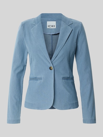 Produktfoto, Regular Fit Blazer in Denim-Optik Modell 'Kate' von ICHI aus elastischem Baumwoll-Mix, tailliert, hellblau, glatte Textur