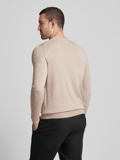 Christian Berg Men Strickpullover mit Rundhalsausschnitt Sand Melange 5