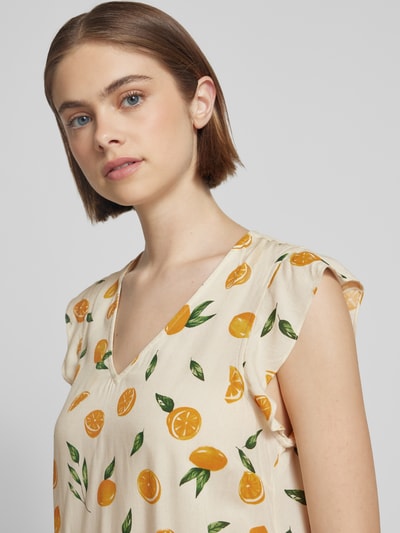 Pieces  Regular Fit Blusentop mit Kappärmeln Modell 'NYA' Offwhite 3