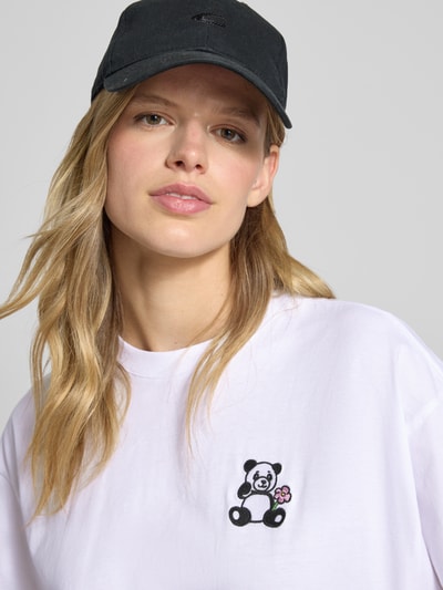 Review Oversized T-shirt met motiefstitching Wit - 3