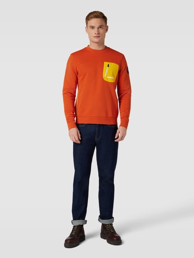 Napapijri Sweatshirt mit Label-Print Modell 'HURON' Orange 1