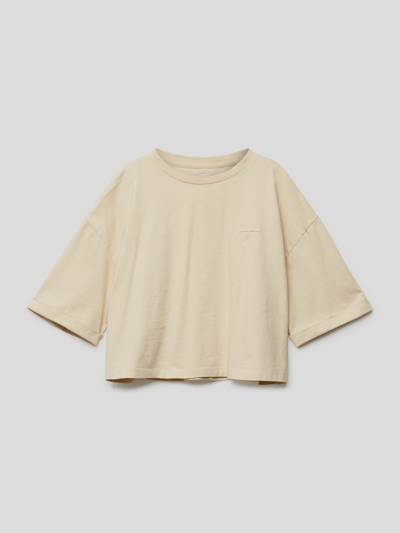 Mango Cropped T-Shirt mit Stitching Hellrosa 1