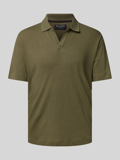 Marc O'Polo Regular Fit Poloshirt aus Baumwoll-Leinen-Mix Oliv 1