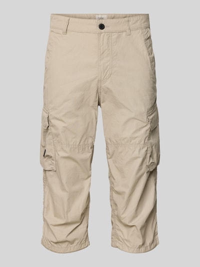 Produktfoto, Capri-Bermudas mit Cargotaschen von camel active, beżowe, krój regular fit, bawełna, detal z logo
