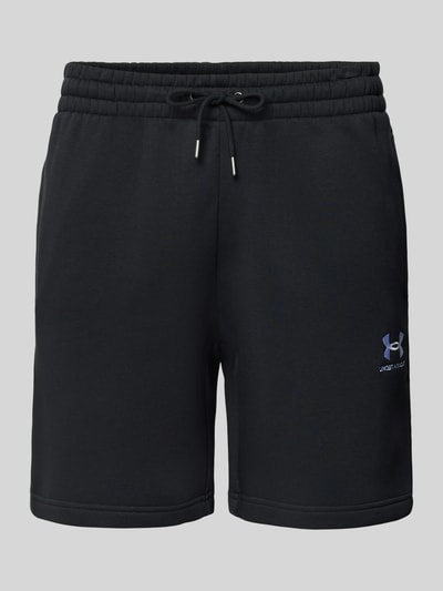 Produktfoto, Shorts mit elastischem Bund und Label-Stitching von Under Armour, Herren Shorts aus Baumwoll-Mix, Regular-Fit, Schwarz, Textur glatt