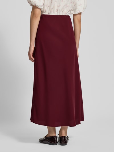 Pieces Uitlopende midirok met elastische band, model 'FRANAN' Donkerrood - 5