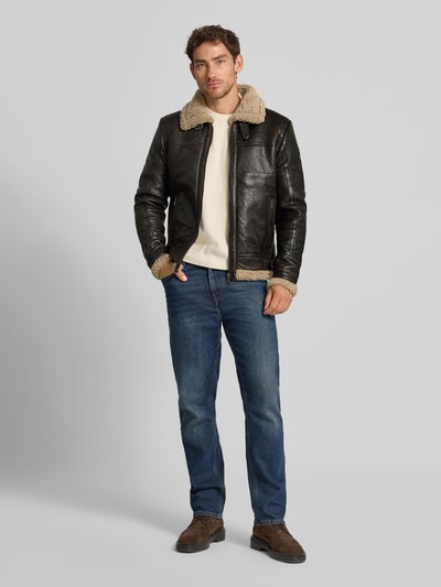 Gipsy Regular fit jack in leerlook, model 'Aiforce' Zwart - 1