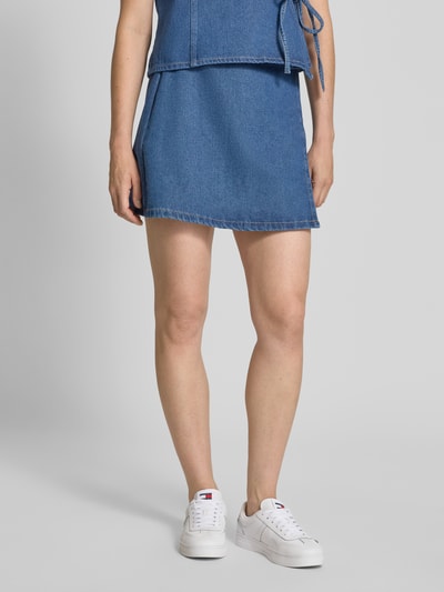 Pieces Licht uitlopende jeansrok in wikkellook, model 'FIBBO' Donkerblauw - 4