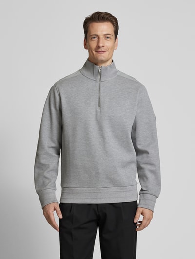 BOSS Sweatshirt mit Troyer-Kragen Modell 'Sidney' Hellgrau 4