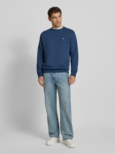Lerros Sweatshirt mit Rundhalsausschnitt und Label-Patch Marine 1
