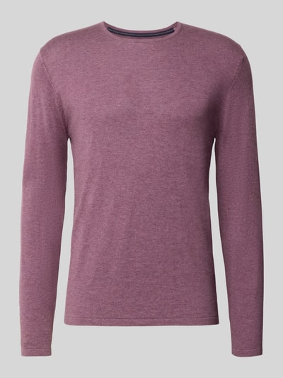Produktfoto, gebreide pullover uit puur katoen in paars, slim fit, ronde hals, Christian Berg Men, ruglengte maat M 68 cm, mouwlengte maat M 69 cm