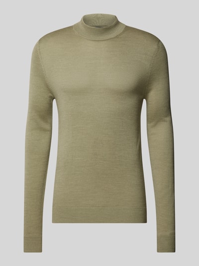 Christian Berg Men Gebreide pullover met turtleneck Olijfgroen gemêleerd - 2