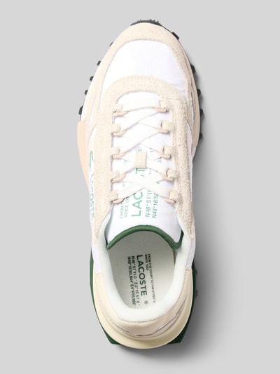 Produktfoto, Sneaker aus Leder-Textile-Mix Modell 'Elite Active' von Lacoste in Weiß und Beige mit grünen Details, Herren Sneaker von Lacoste