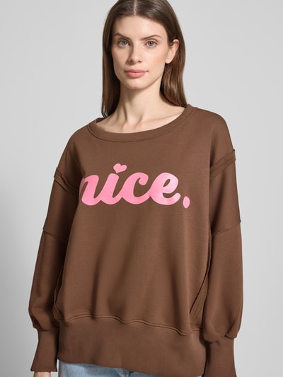 miss goodlife Sweatshirt met statementprint en ronde hals Chocoladebruin - 3