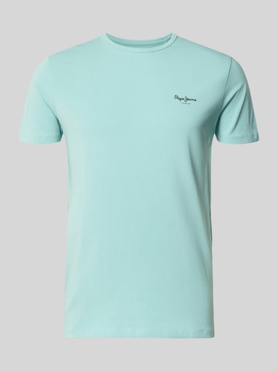 Produktfoto, Slim Fit T-Shirt aus Baumwoll-Mix Modell 'ORIGINAL BASIC 3N' von Pepe Jeans, efekt: jednolity kolor, okrągły dekolt, krótki rękaw, dżersej, mieszanka bawełny, nadruk z logo
