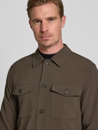 Lindbergh Hemdjacke mit Knopfleiste Schlamm 3