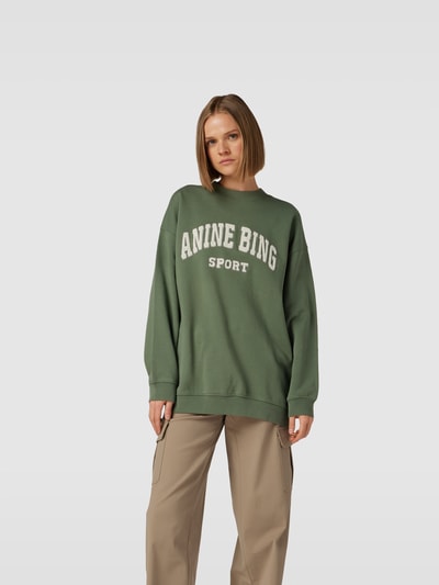 Anine Bing Sweatshirt mit Label-Stitching Khaki 4