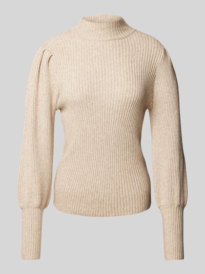 Only Gebreide pullover met opstaande kraag, model 'KATIA' Beige gemêleerd - 1