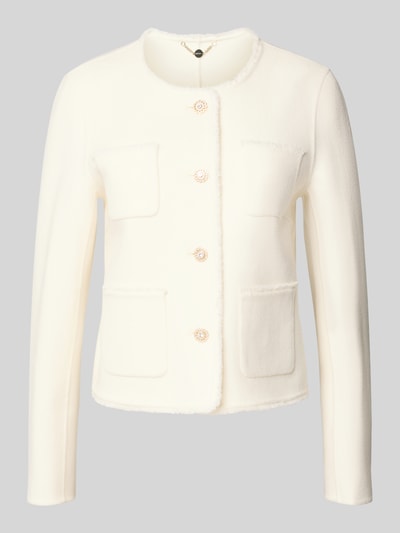 Marc Cain Regular fit jack van puur katoen met ronde hals Ecru - 2