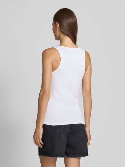 Mustang Top van puur katoen met boothals, model 'Adena' Wit - 5