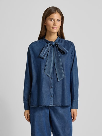 Smith and Soul Jeansblouse met strik en knoopsluiting Jeansblauw - 4
