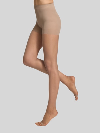 Frauenmodel trägt Transparente Strumpfhose mit elastischem Bund von MAGIC Bodyfashion aus Material-Mix mit Stretch-Anteil, Ganzkörperansicht von vorne.