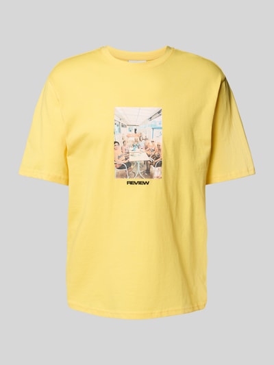 REVIEW Regular Fit T-Shirt aus Baumwoll-Viskose-Mix Pastellgelb 2