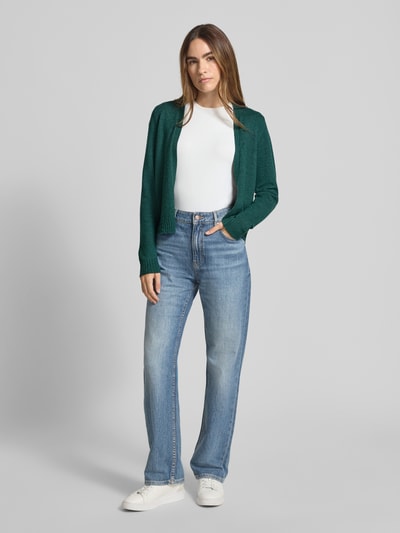 Vila Kardigan z dzianiny z przodem bez zapięcia model ‘VIRIL’ Ciemnozielony 1