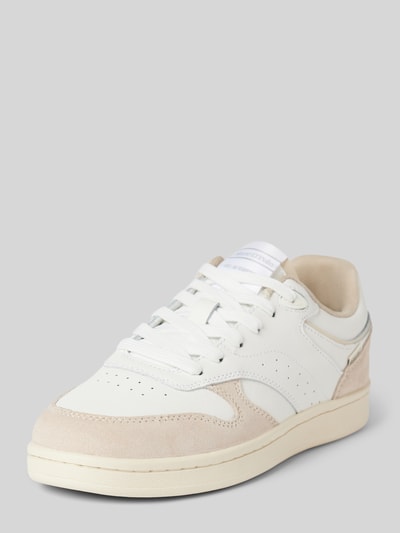 Marc O'Polo Lage sneakers met details van wildleer Zand - 1