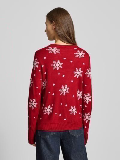 Vila Strickpullover mit Rundhalsausschnitt Modell 'SNOWI' Rot 5