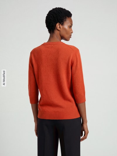 Jake*s Collection Pullover mit halblangen Ärmeln aus Wollmix Dunkelorange 5