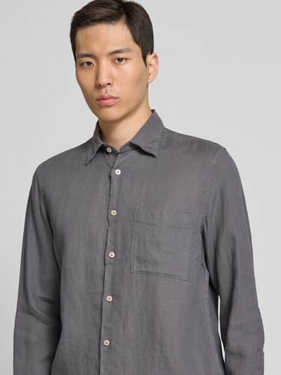 Marc O'Polo Regular Fit Leinenhemd mit aufgesetzter Brusttasche Graphit 3