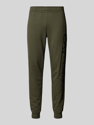 EA7 Emporio Armani Regular fit sweatpants met elastische band Olijfgroen - 1