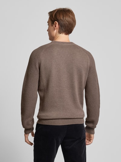 BOSS Strickpullover mit gerippten Abschlüssen Modell 'Ematero' Taupe 5