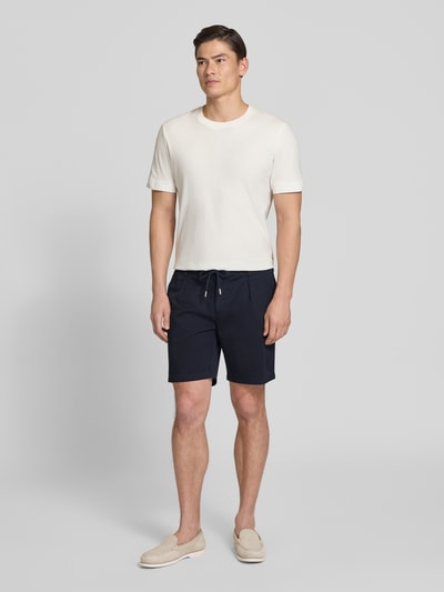 Profuomo Straight Fit Shorts mit Bundfalten Marine 1