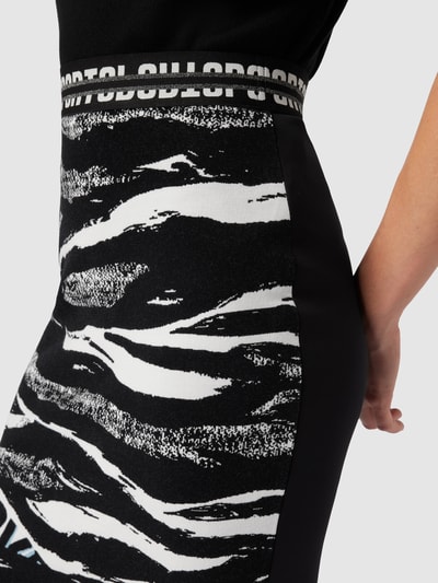 Marc Cain Knielange rok met all-over motief Zwart - 3