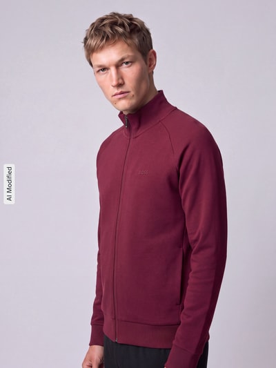 BOSS Green Sweatjacke mit Logo-Prägung Bordeaux 3