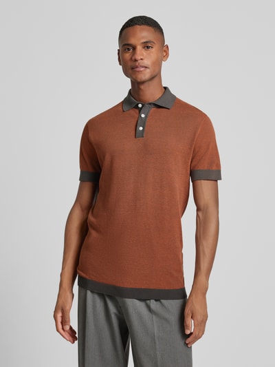 Lindbergh Slim Fit Poloshirt mit Knopfleiste Orange 4