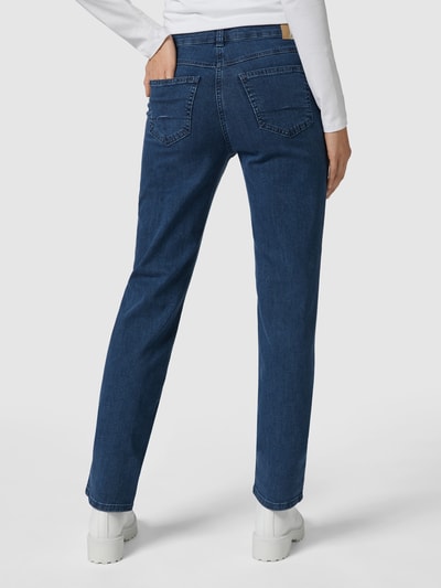 MAC Straight fit jeans met labelpatch, model 'Angela' Blauw - 5