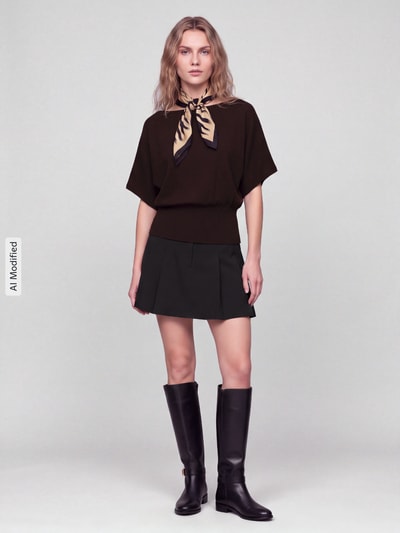 ONLY Sweter o luźnym kroju z mieszanki wiskozy model 'MIO' Czekoladowy 1
