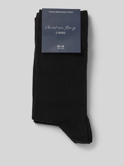 Christian Berg Men Socken mit Label-Print im 2er-Pack Black 3