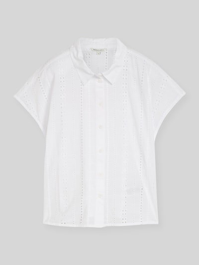 Tom Tailor Denim Relaxed Fit Kurzarmbluse aus reiner Baumwolle Weiss 2