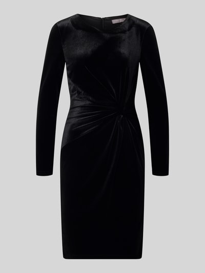 Produktfoto, Knielanges Kleid aus Samt mit Knotendetail von Christian Berg Woman Selection, schwarz, figurbetonter Schnitt, samtige Textur