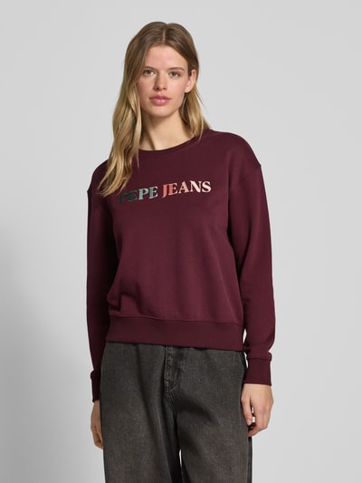 Pepe Jeans Sweatshirt met ronde hals, model 'REAGAN' Bordeaux - 4